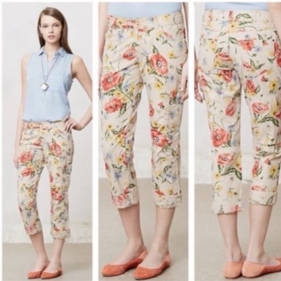 Hei Hei Sundrop Floral Size 2 Cargo Pants Anthropologie - Picture 1 of 10